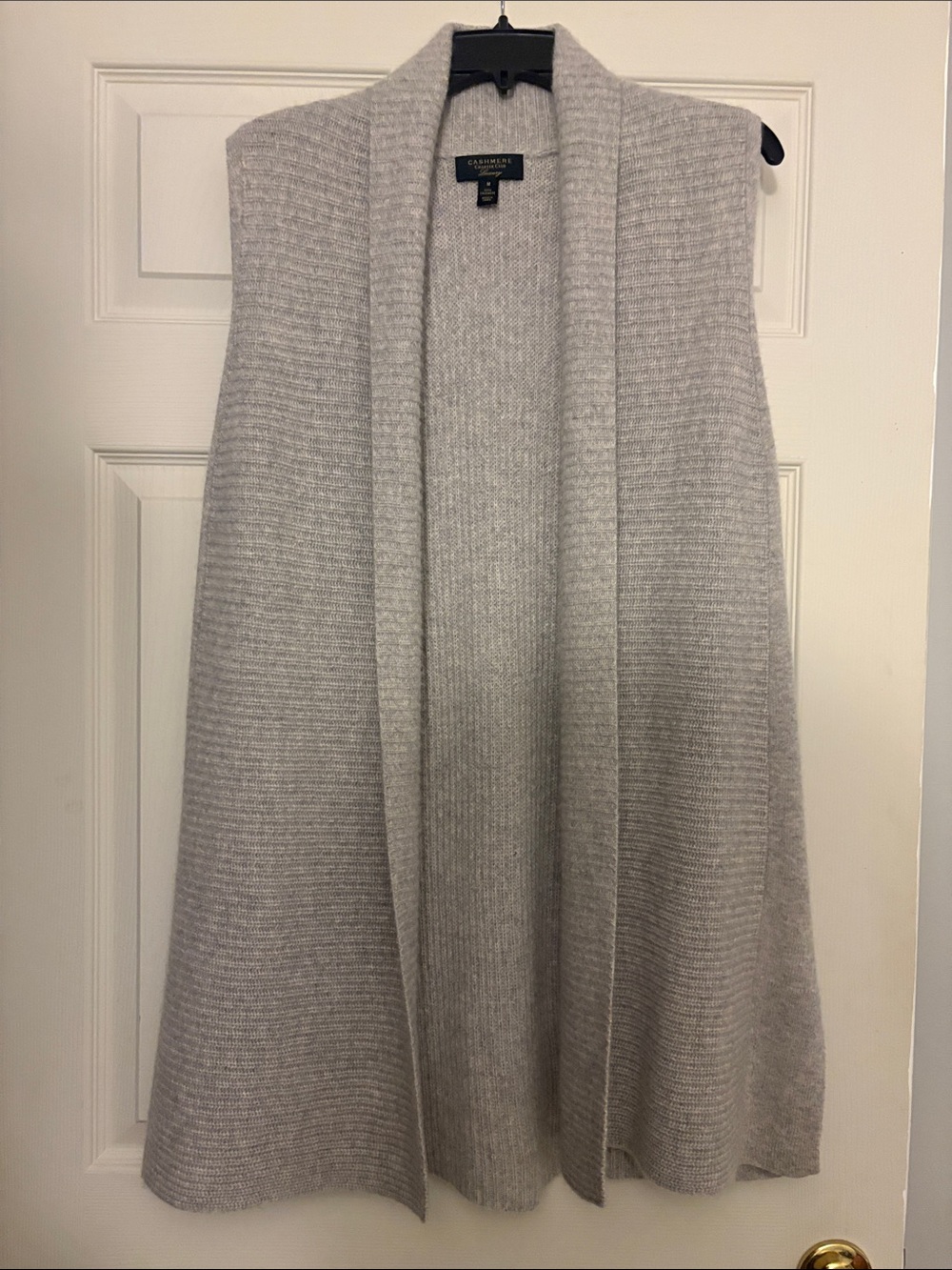 Charter Club Light Gray Open Front Ribbed Knit Vest